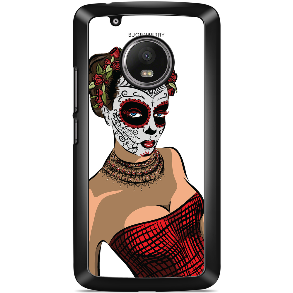 Moto G5 Plus Case - Skull Mask Flowers