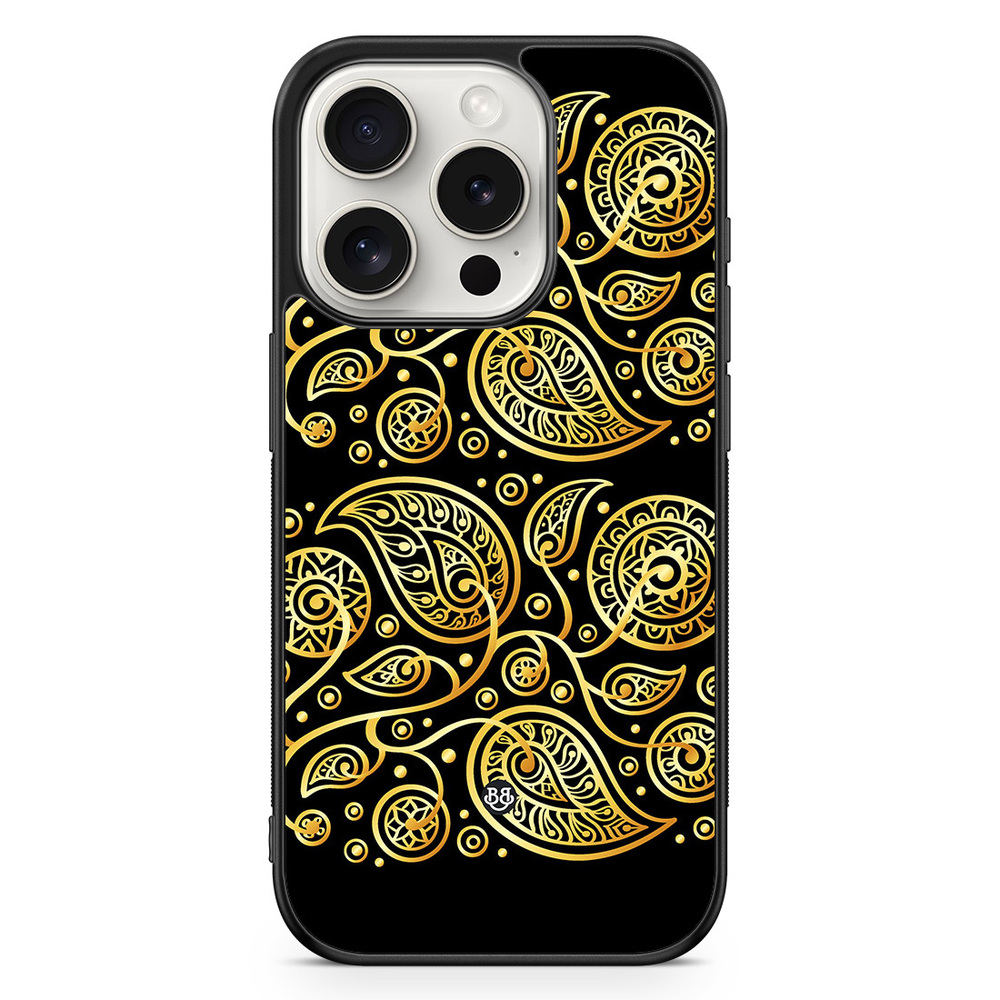 iPhone 15 Pro Case - Gold Flowers