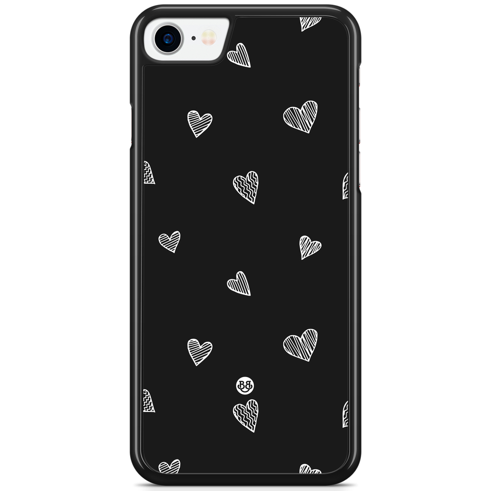 iPhone 8/SE (2020) Skal - Black & White Hearts