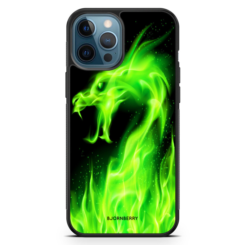 iPhone 12 Pro Case - Green Flames Dragon