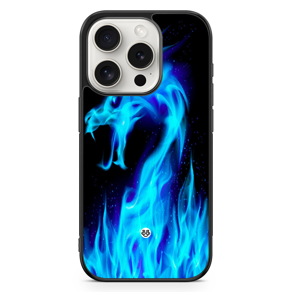 iPhone 15 Pro Case - Blue Flames Dragon