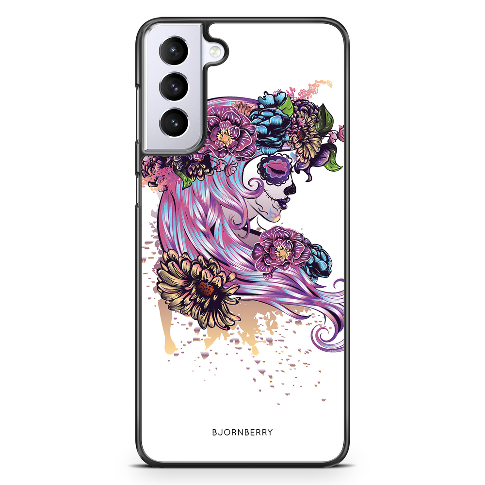 Samsung Galaxy S21 Plus Case - Skull Girl Flowers