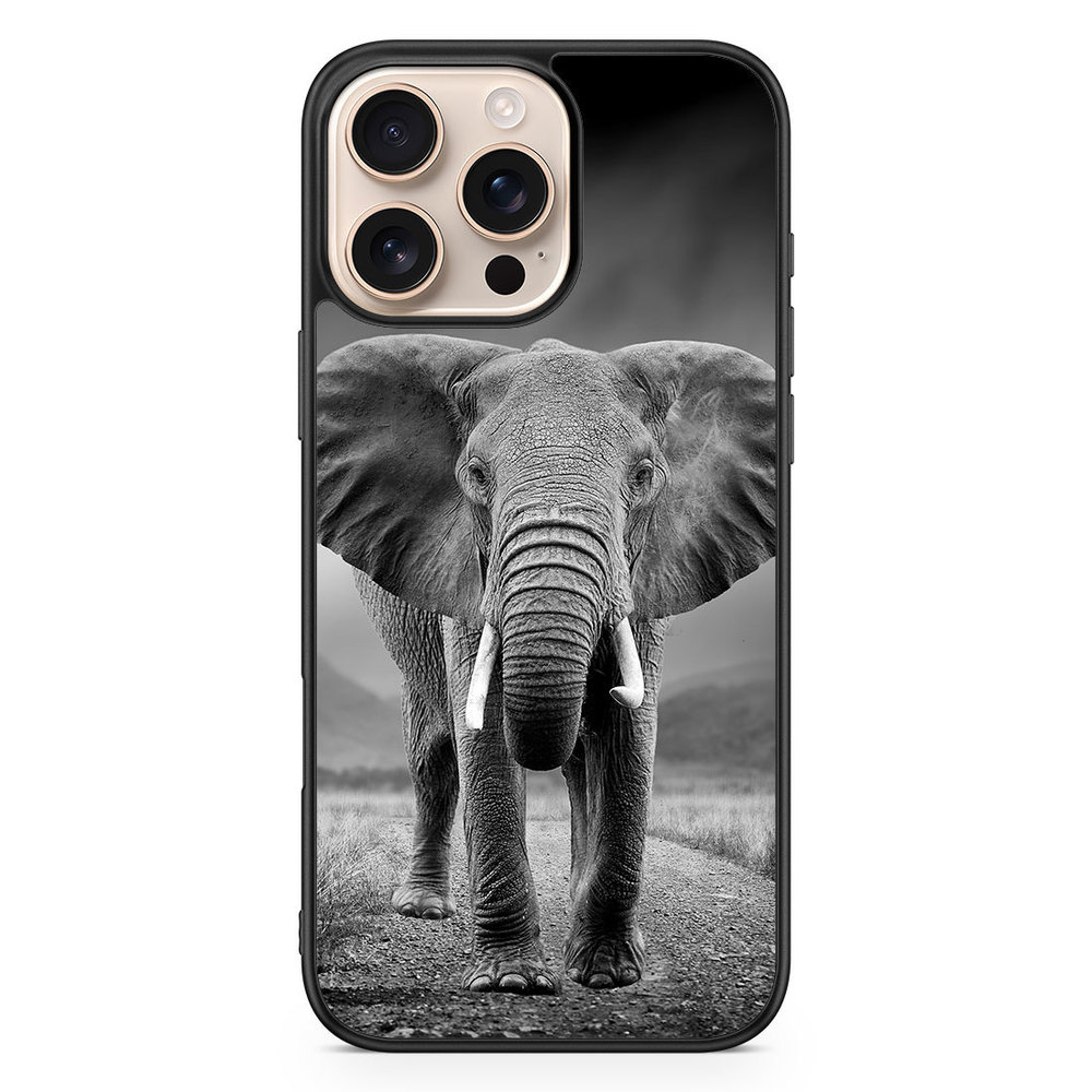 iPhone 16 Pro Max Case - Black/white Elephant