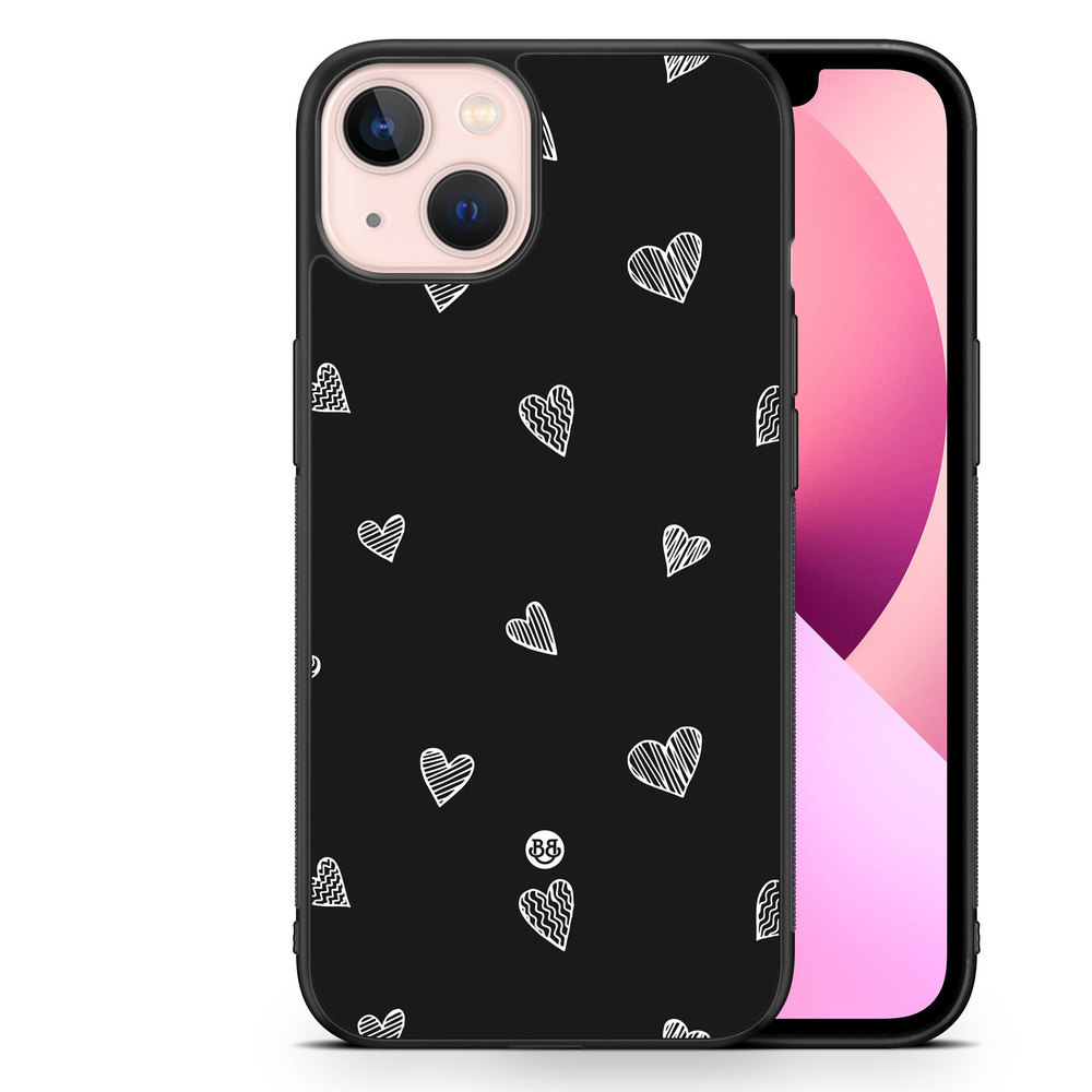 iPhone 13 Case - Black & White Hearts