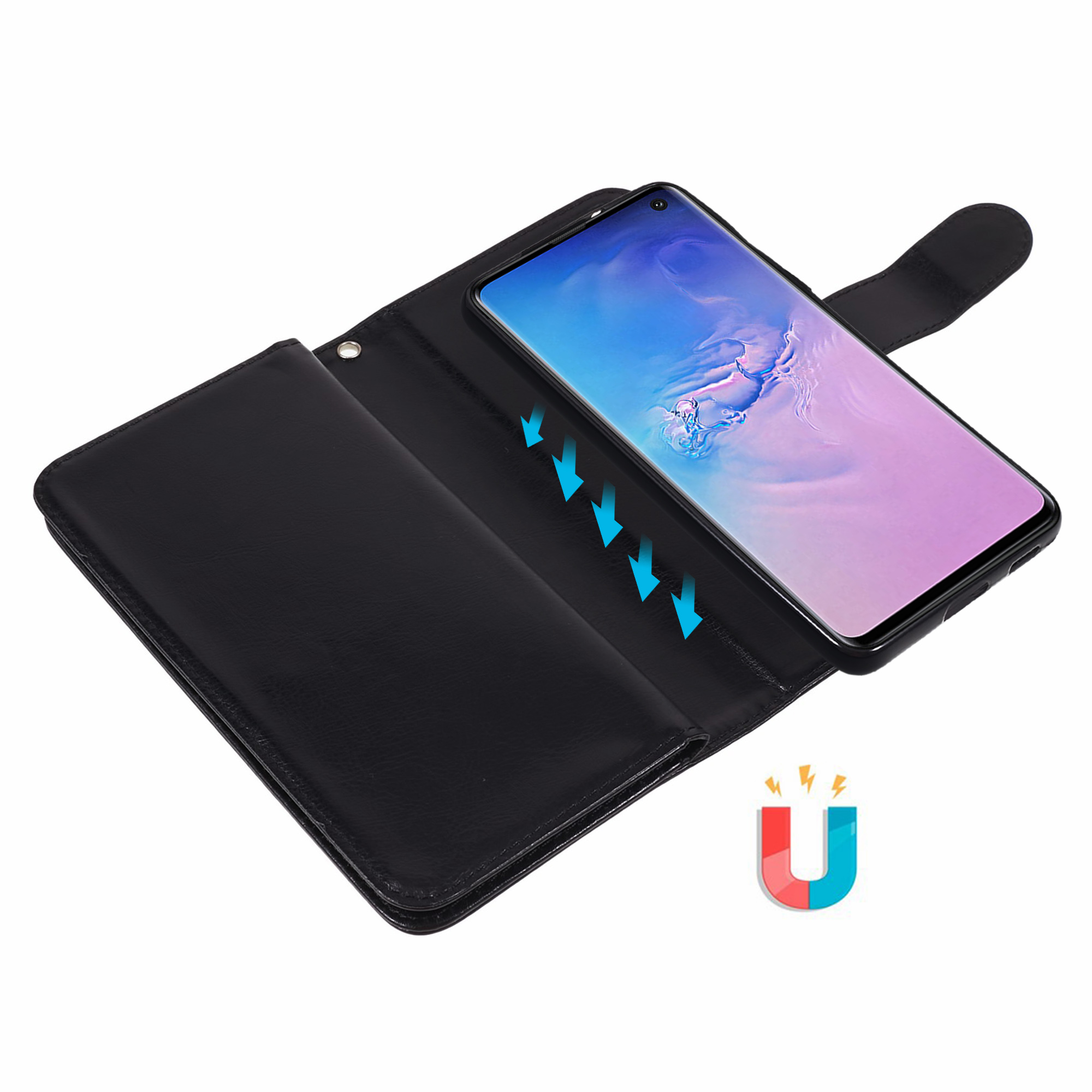Samsung Galaxy S10 Magnet Wallet Case 9 CARD - MONOGRAM - Svart - 6
