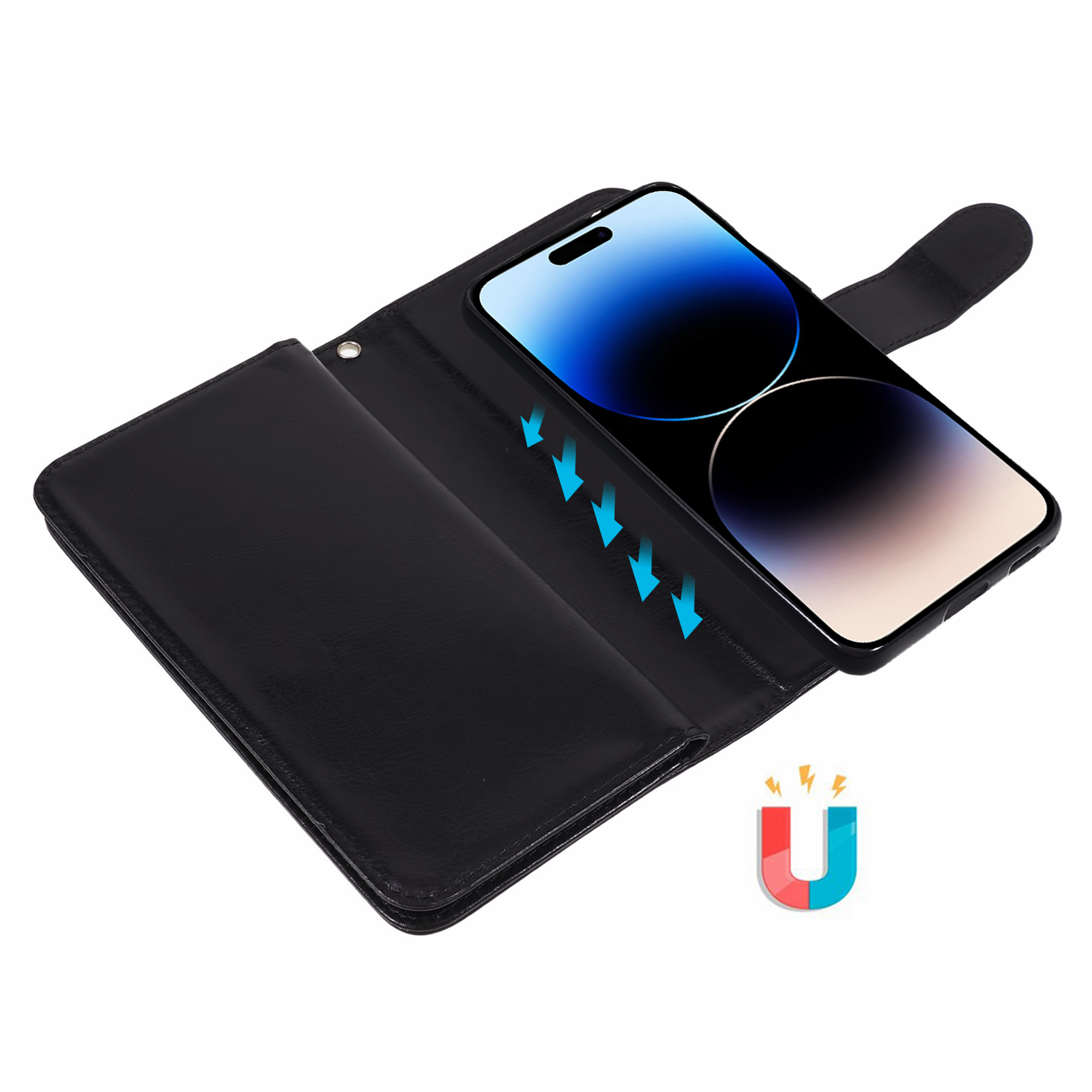 iPhone 14 Pro Max Magnet Wallet Case 9 CARD - MONOGRAM - Svart - 8