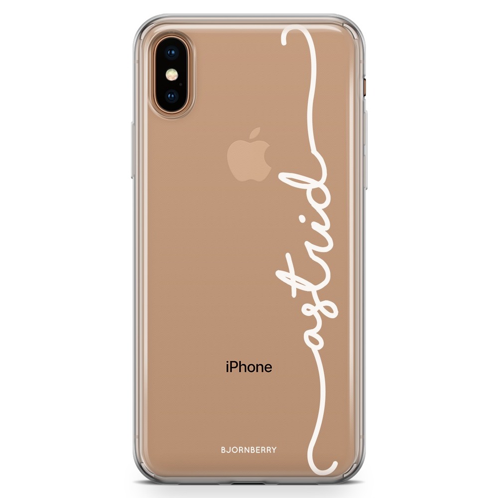 iPhone Xs Max Fashion Custom Case - Vertical White Name