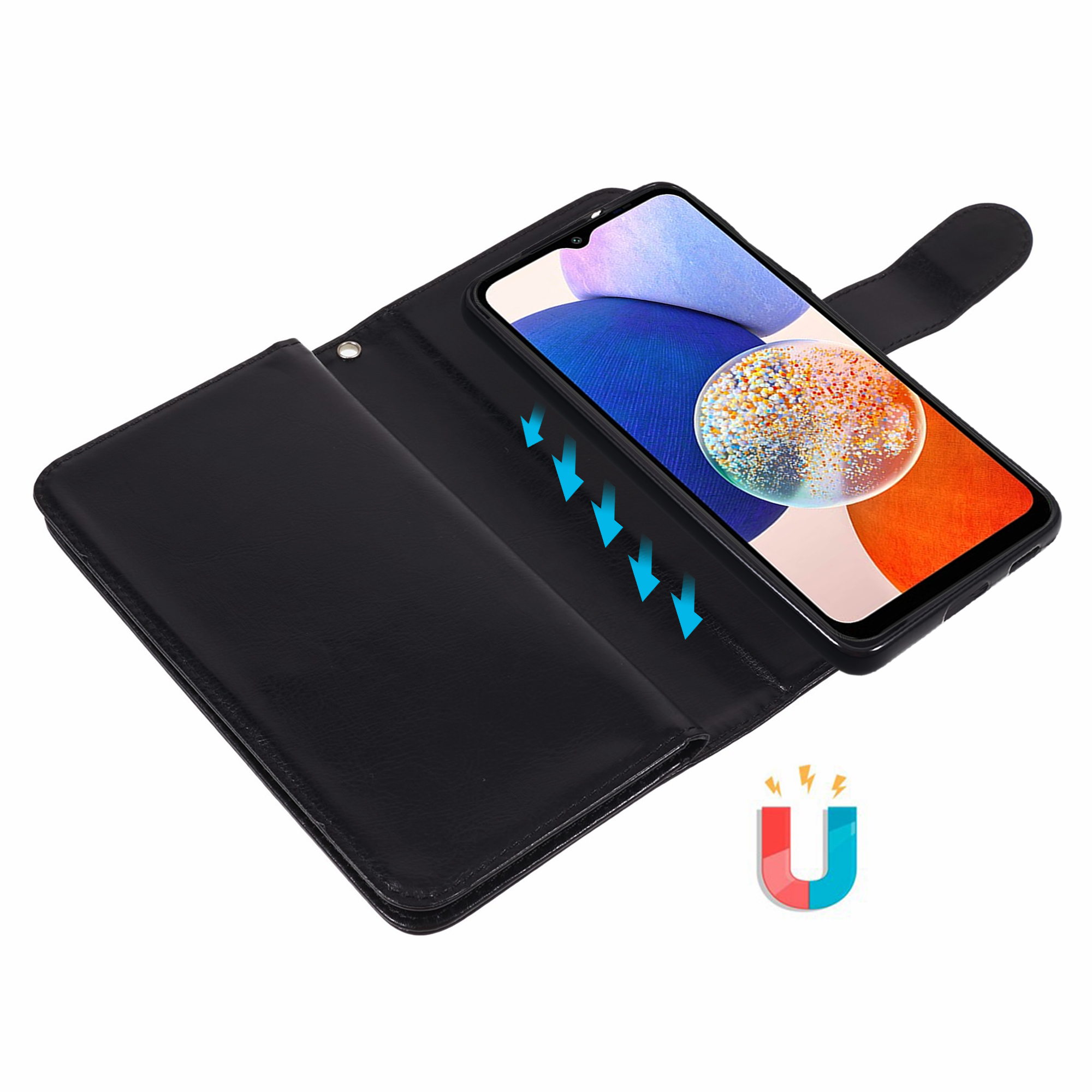 Samsung Galaxy A14 Magnet Wallet Case 9 CARD - MONOGRAM - Svart - 7