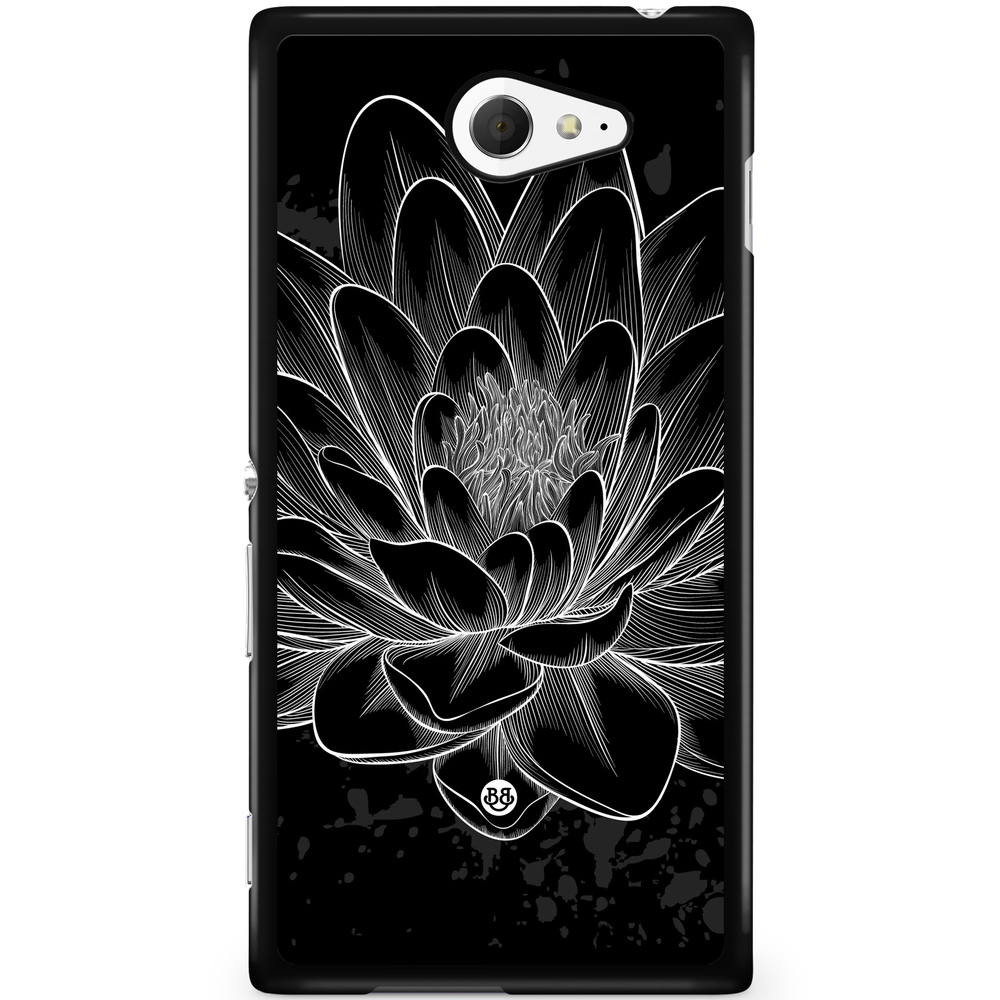 Sony Xperia M2 Aqua Case - Black/White Lotus