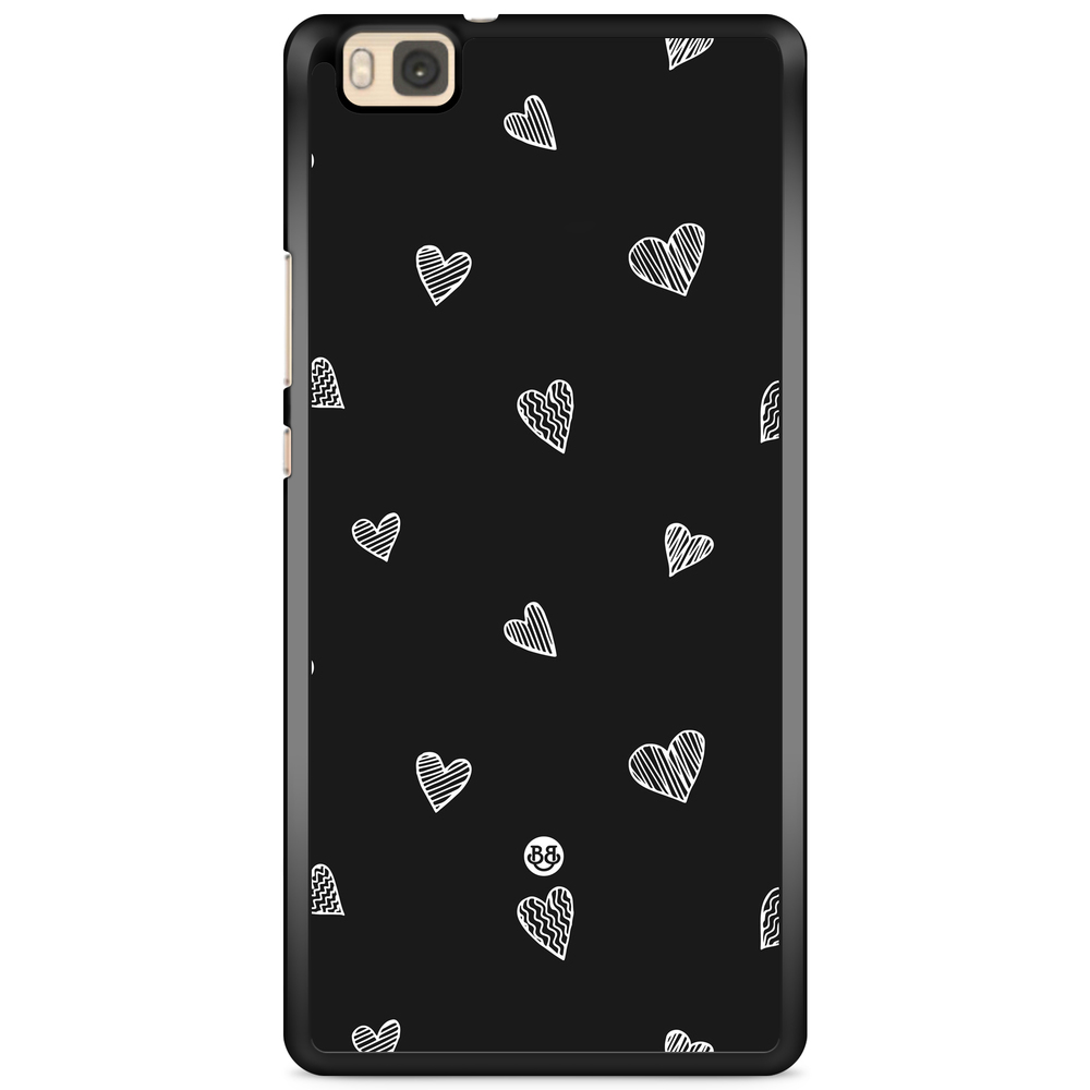 Huawei P8 Lite Case - Black & White Hearts