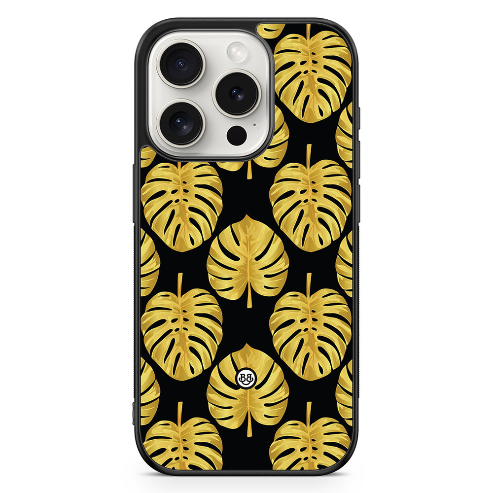 iPhone 15 Pro Case - Gold Monstera