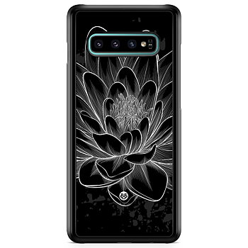 Samsung Galaxy S10 Skal - Svart/Vit Lotus