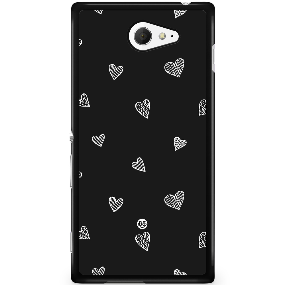 Sony Xperia M2 Aqua Case - Black & White Hearts
