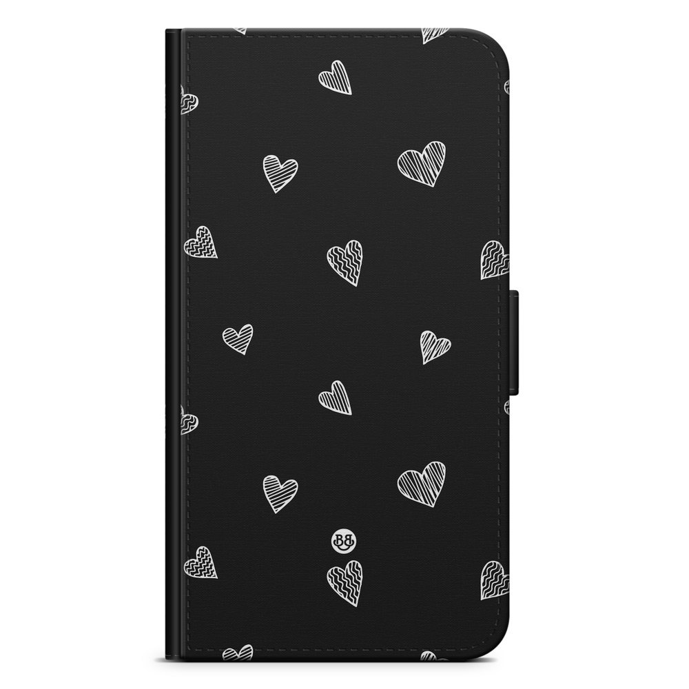 Xiaomi Mi A1 Wallet Case - Black & White Hearts