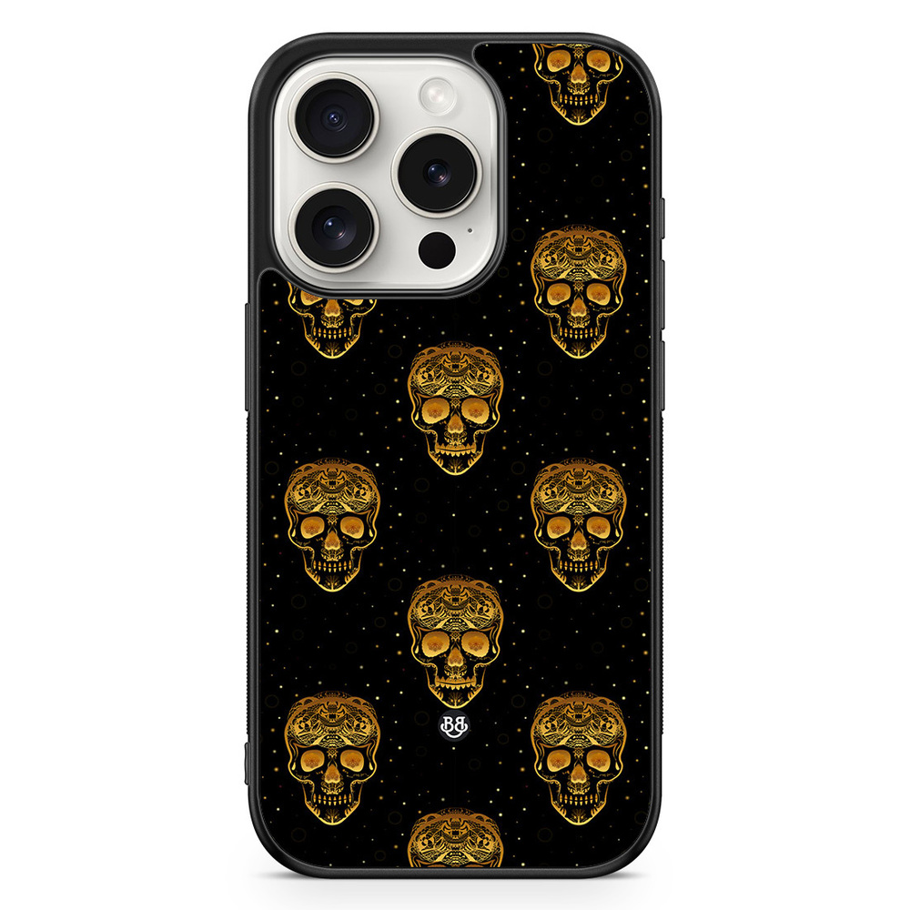 iPhone 15 Pro Case - Gold Skulls