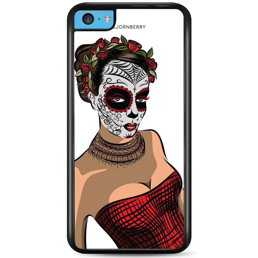iPhone 5C Case - Skull Mask Flowers