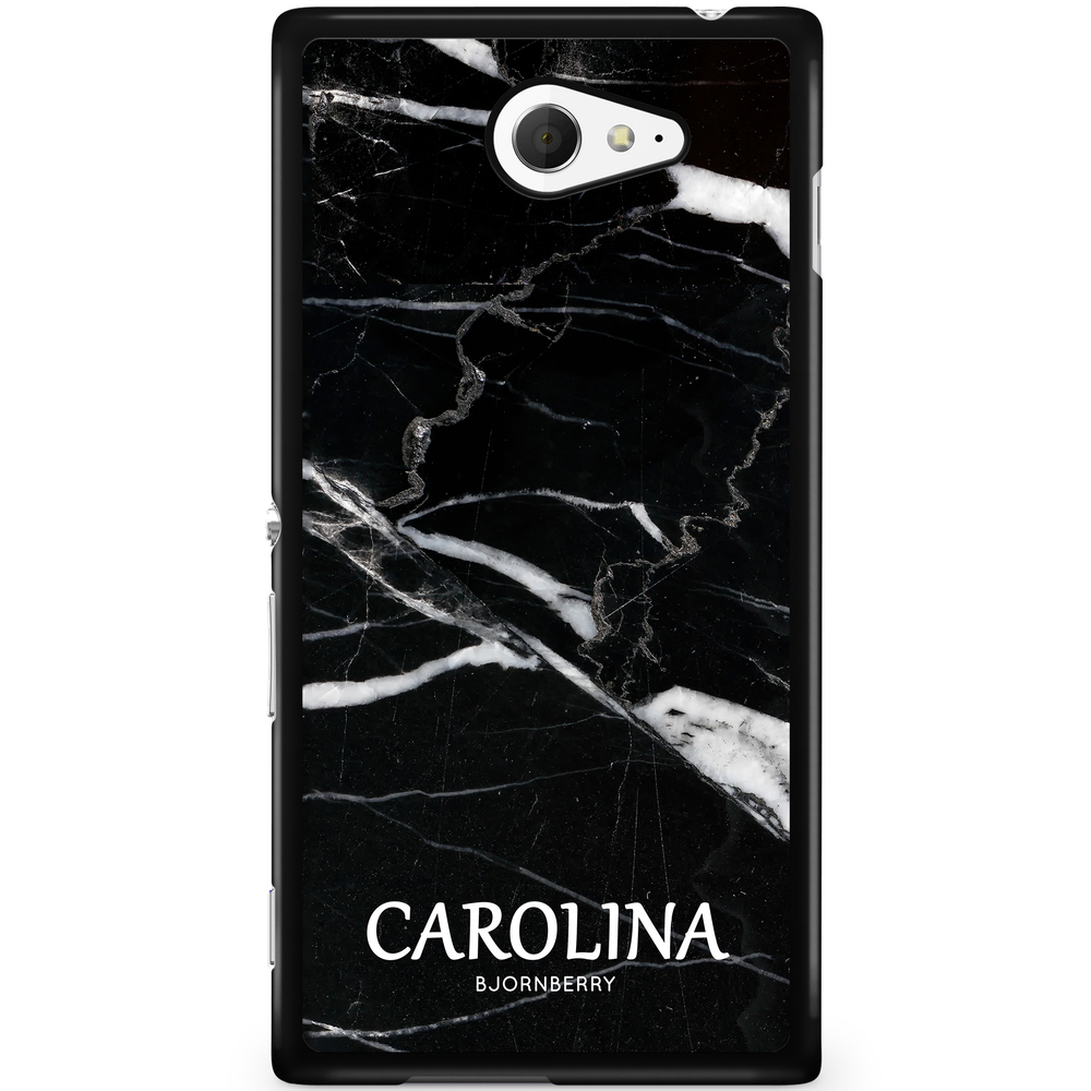 Sony Xperia M2 Aqua Case Custom - Black Marble Name