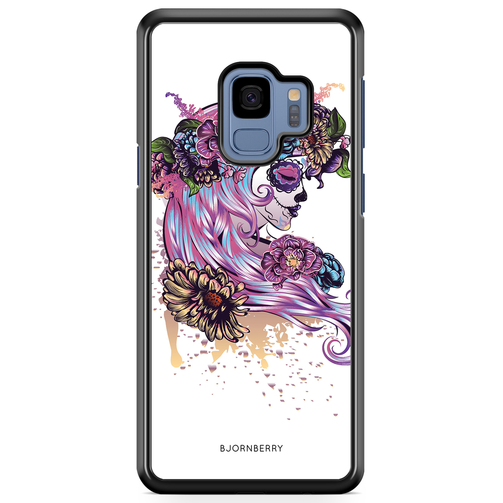 Samsung Galaxy S9 Case - Skull Girl Flowers