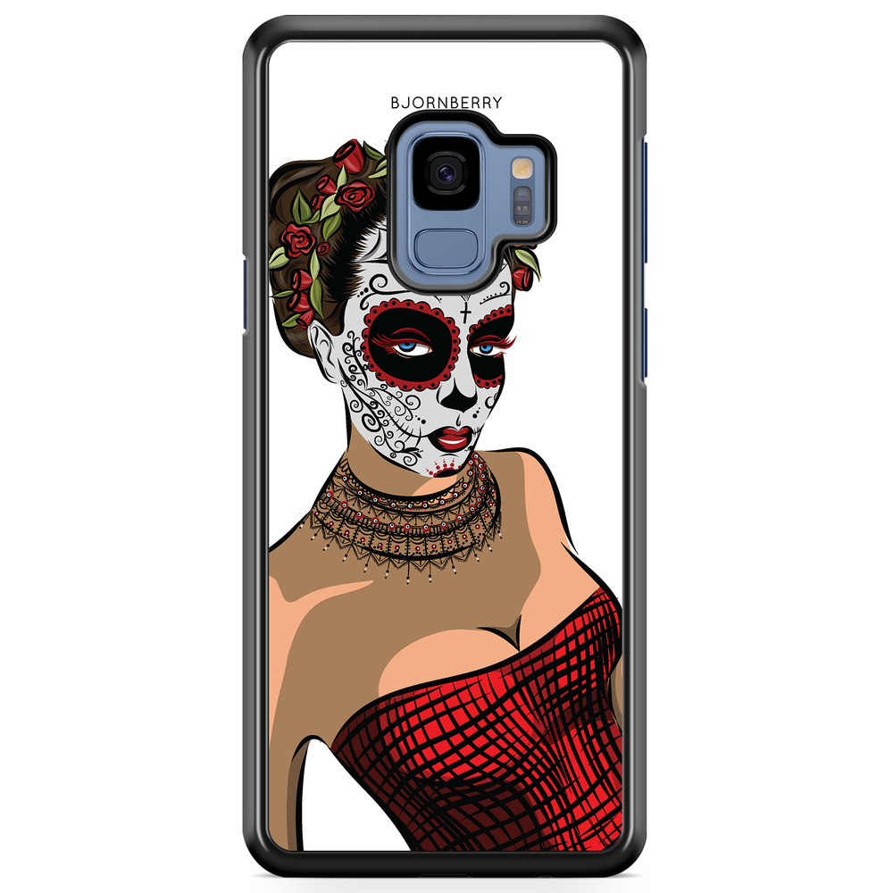 Samsung Galaxy S9 Case - Skull Mask Flowers