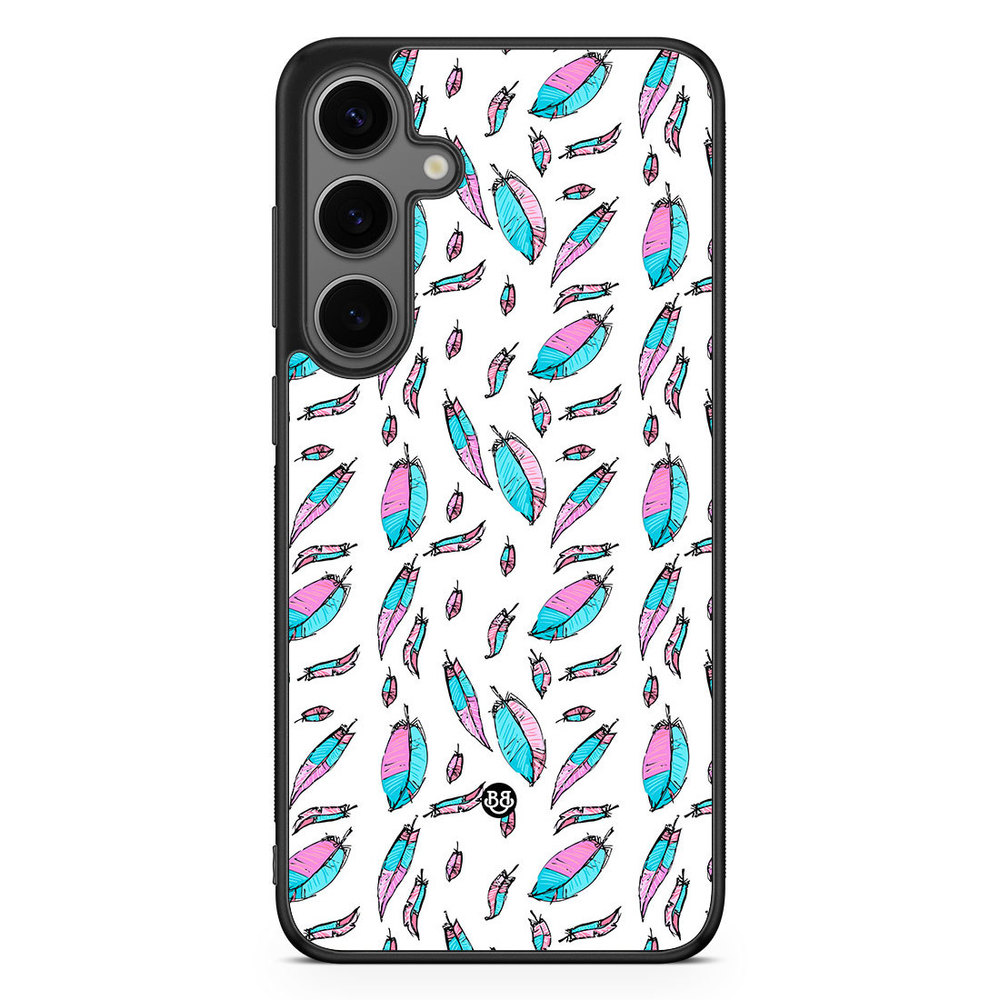Samsung Galaxy S24 Plus Case - Pink/Blue Feathers