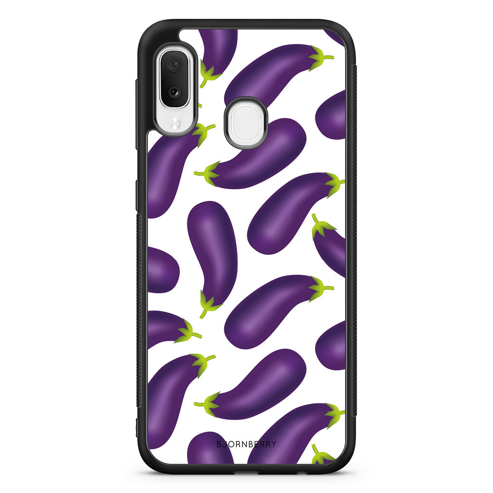 Samsung Galaxy A20e Case - Eggplant Pattern
