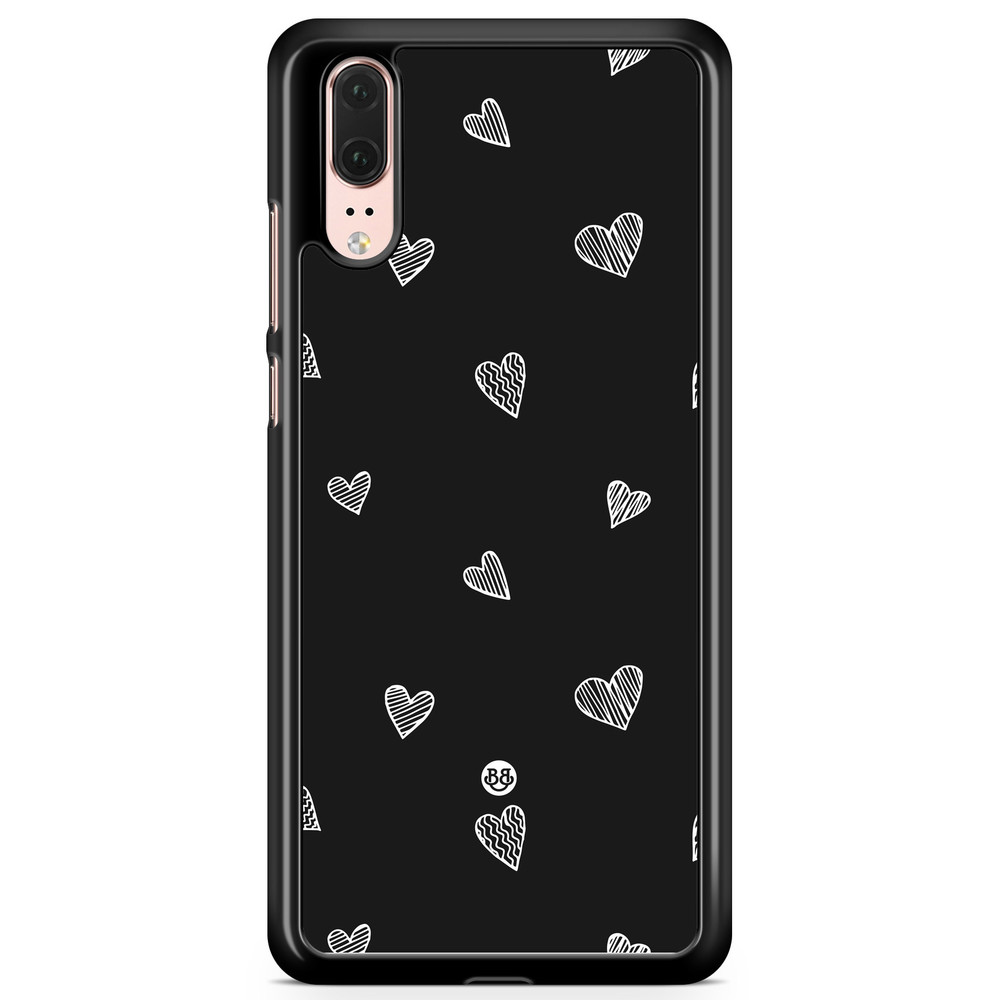 Huawei P20 Case - Black & White Hearts