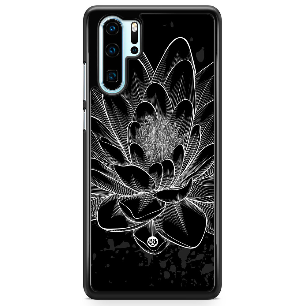 Huawei P30 Pro Case - Black/White Lotus