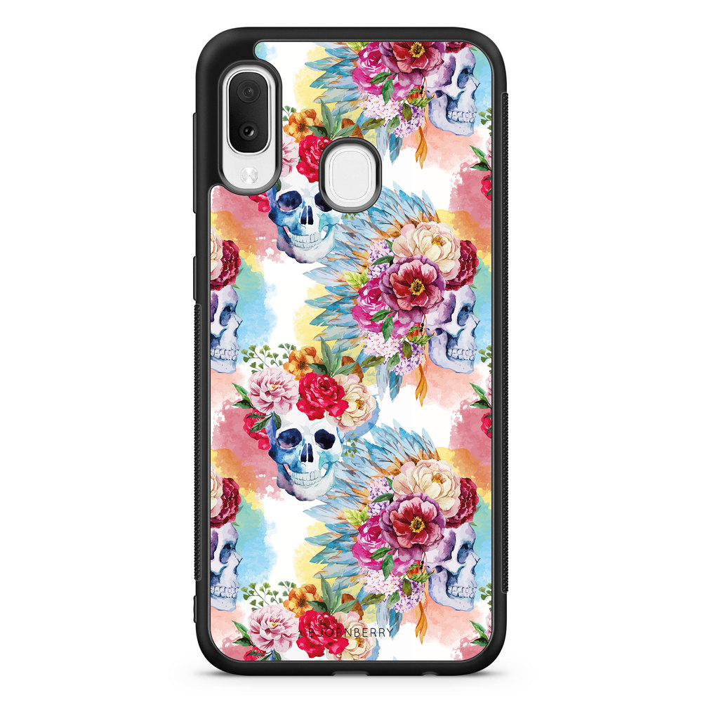 Samsung Galaxy A20e Case - Skulls And Flowers