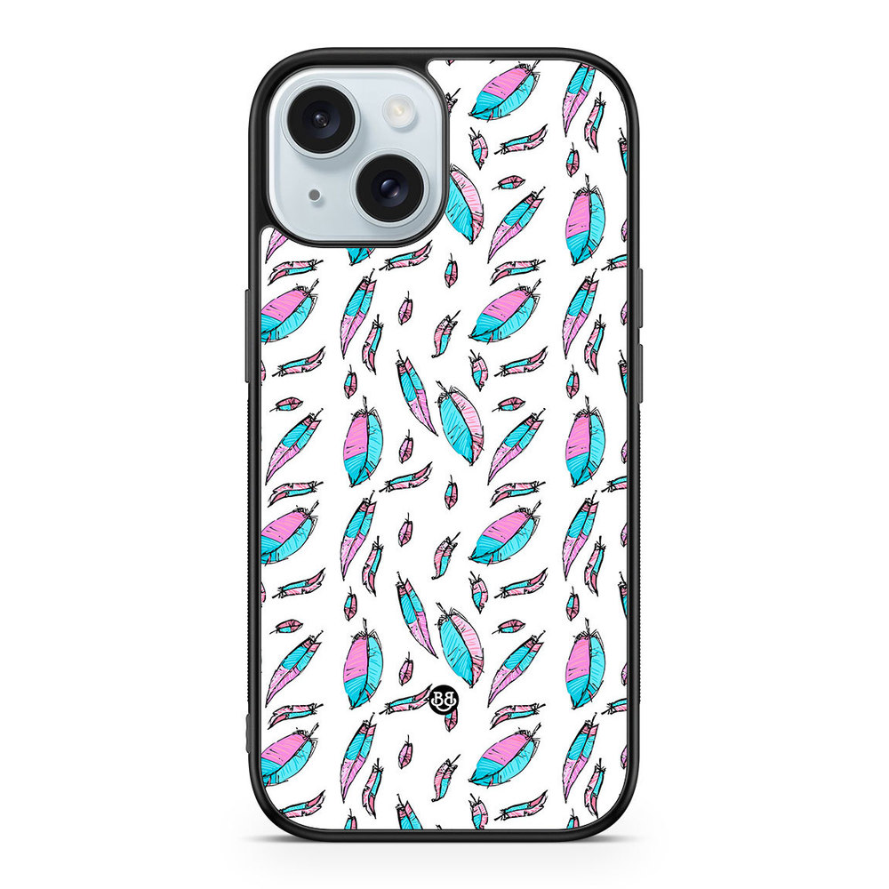 iPhone 15 Case - Pink/Blue Feathers