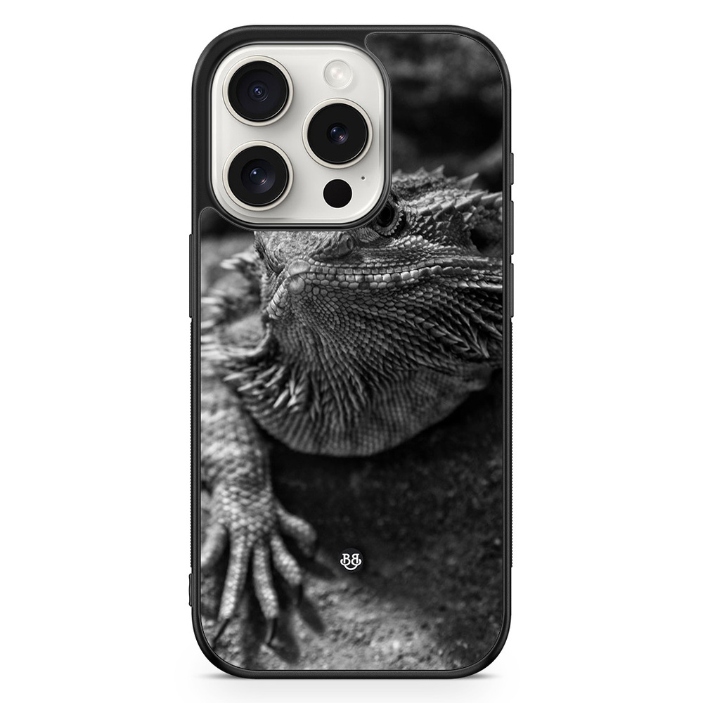 iPhone 15 Pro Case - Black/White Lizard