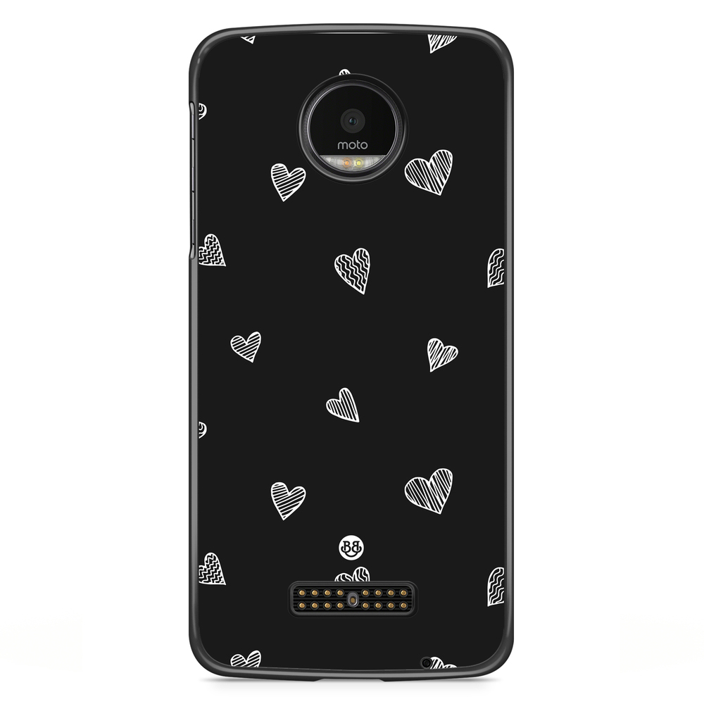 Motorola Moto Z Case - Black & White Hearts