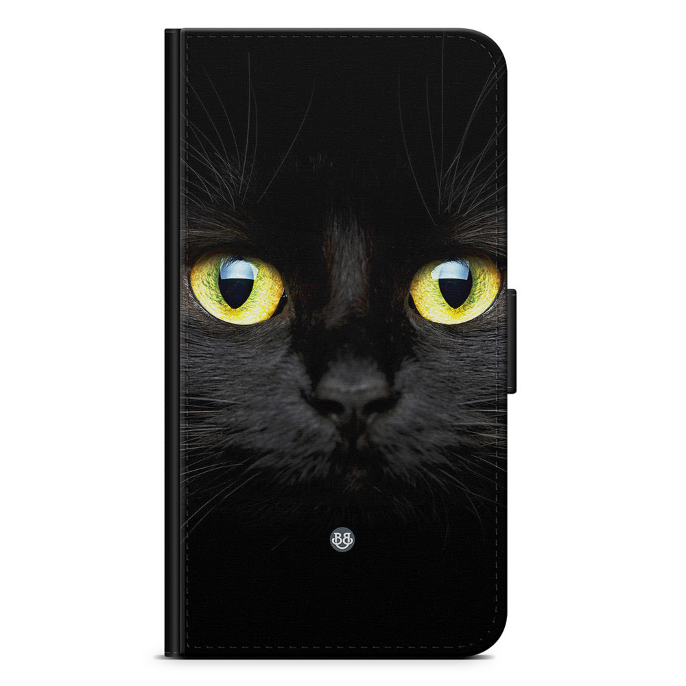 Xiaomi 12 Pro Wallet Case - Black Cat Closeup