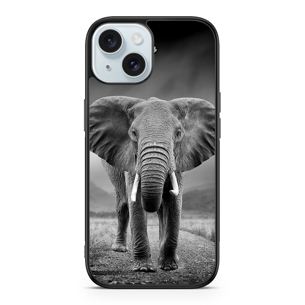 iPhone 15 Case - Black/white Elephant