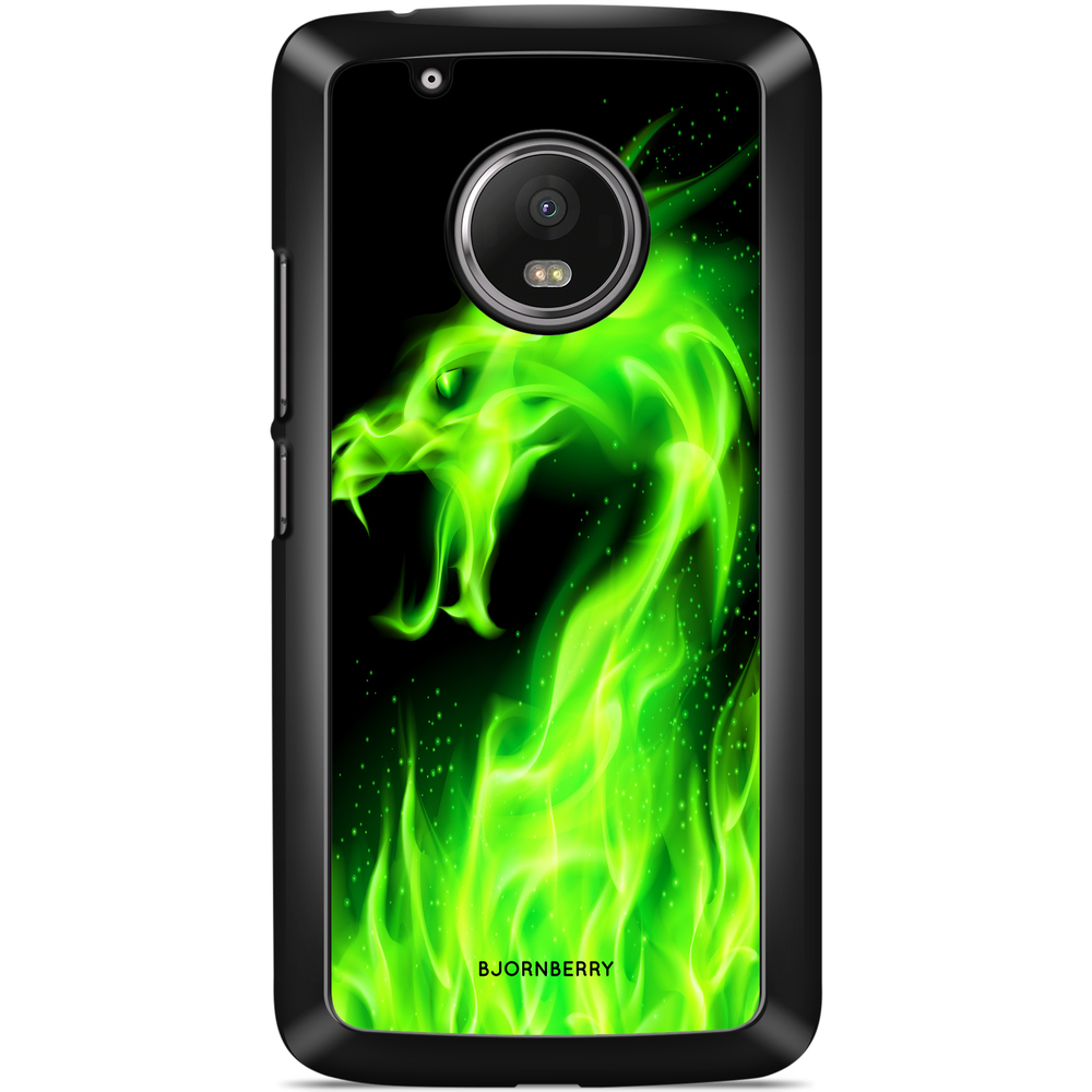 Moto G5 Plus Case - Green Flames Dragon
