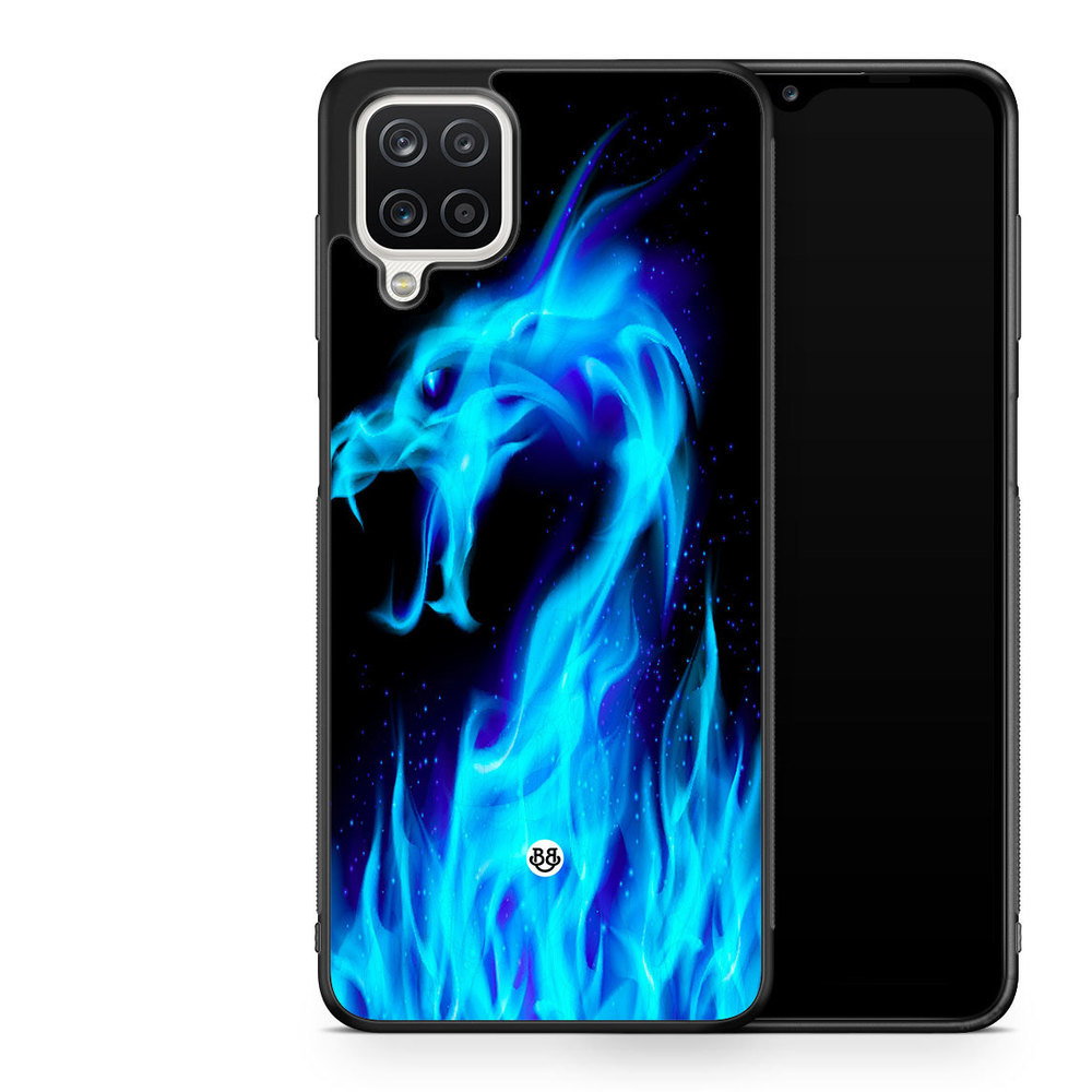 Samsung Galaxy A12 Skal - Blå Flames Dragon