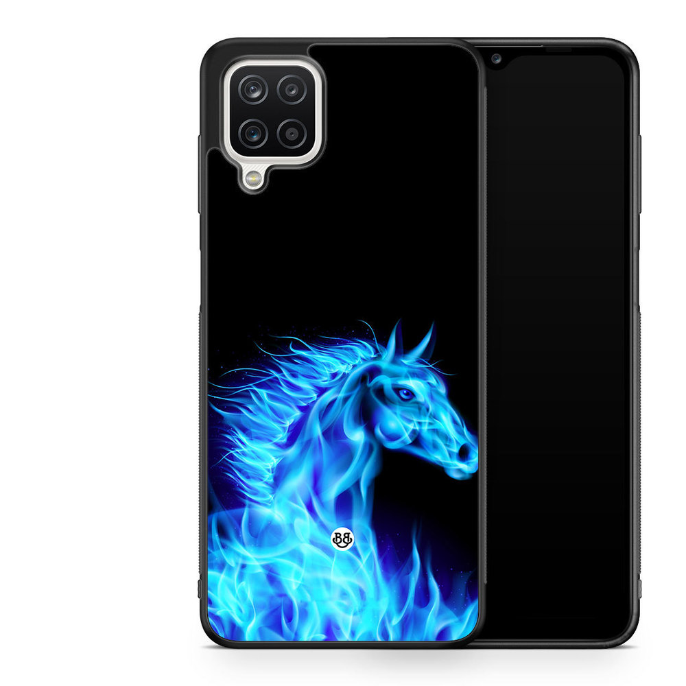 Samsung Galaxy A12 Case - Flames Horse Blue