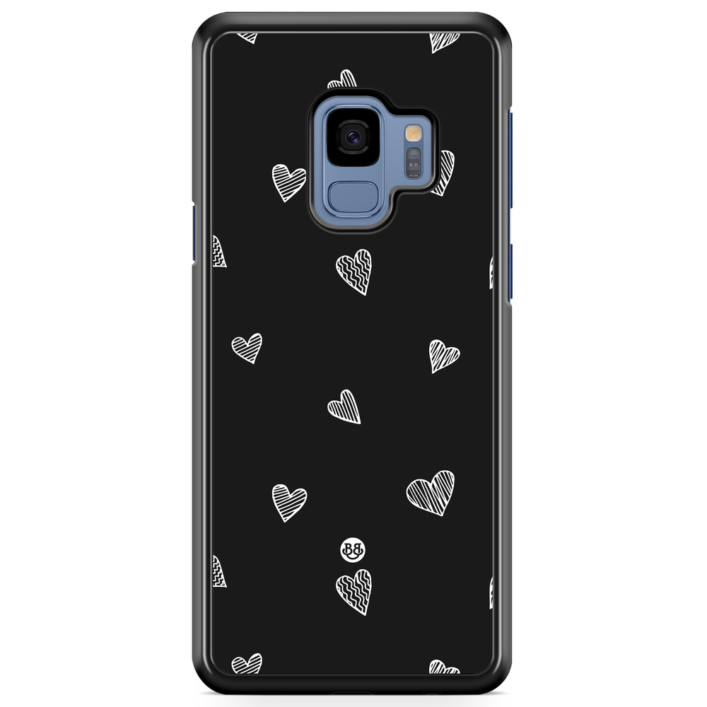 Samsung Galaxy S9 Case - Black & White Hearts