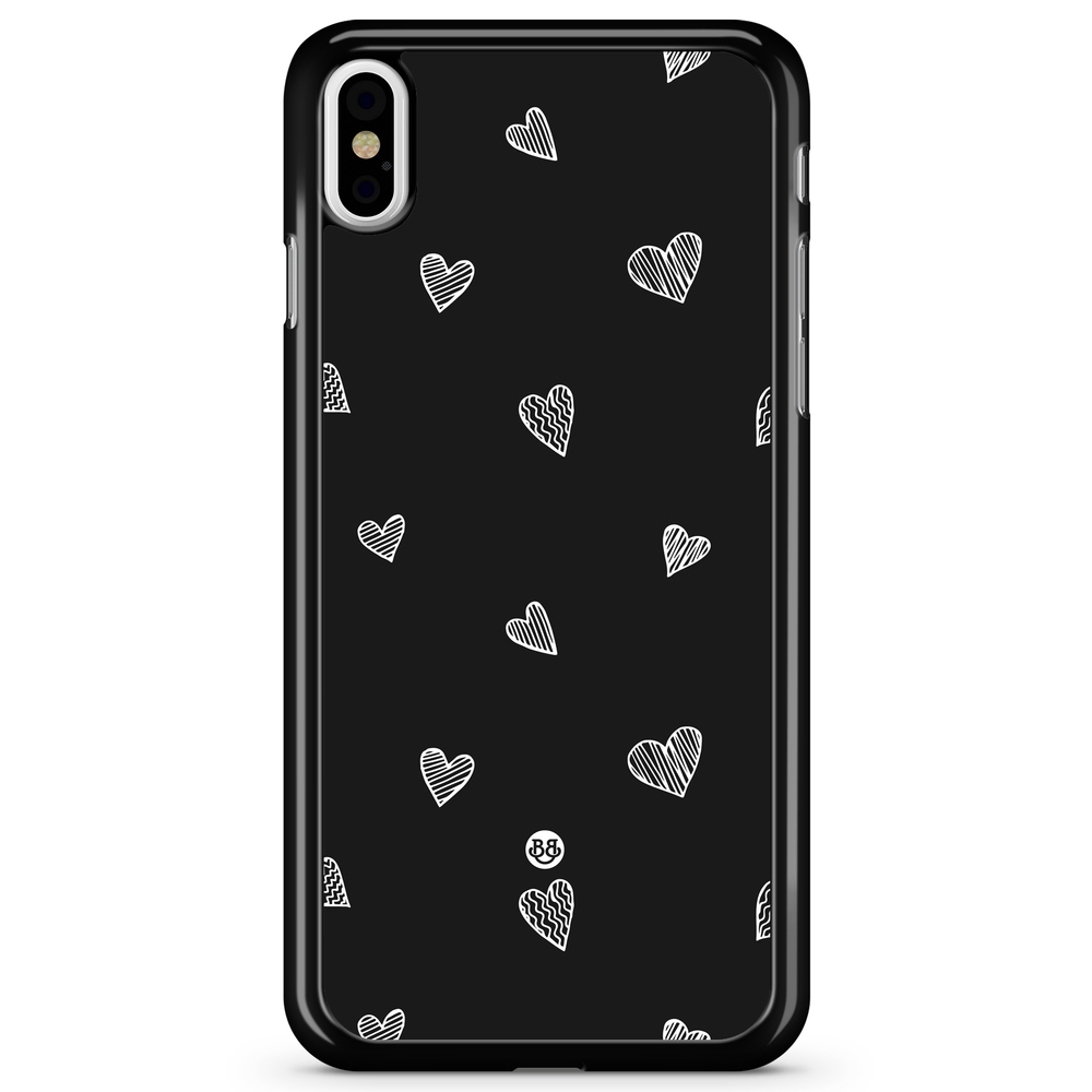 iPhone X / XS Case - Black & White Hearts