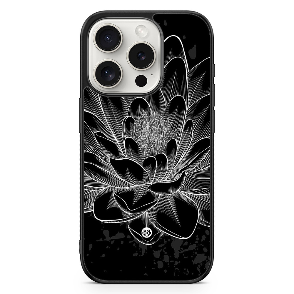 iPhone 15 Pro Case - Black/White Lotus