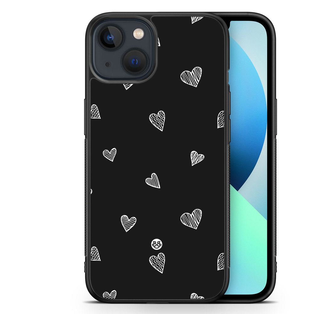 iPhone 13 Mini Case - Black & White Hearts