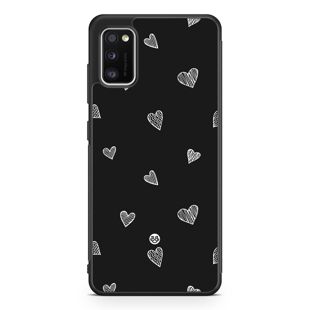Samsung Galaxy A41 Case - Black & White Hearts