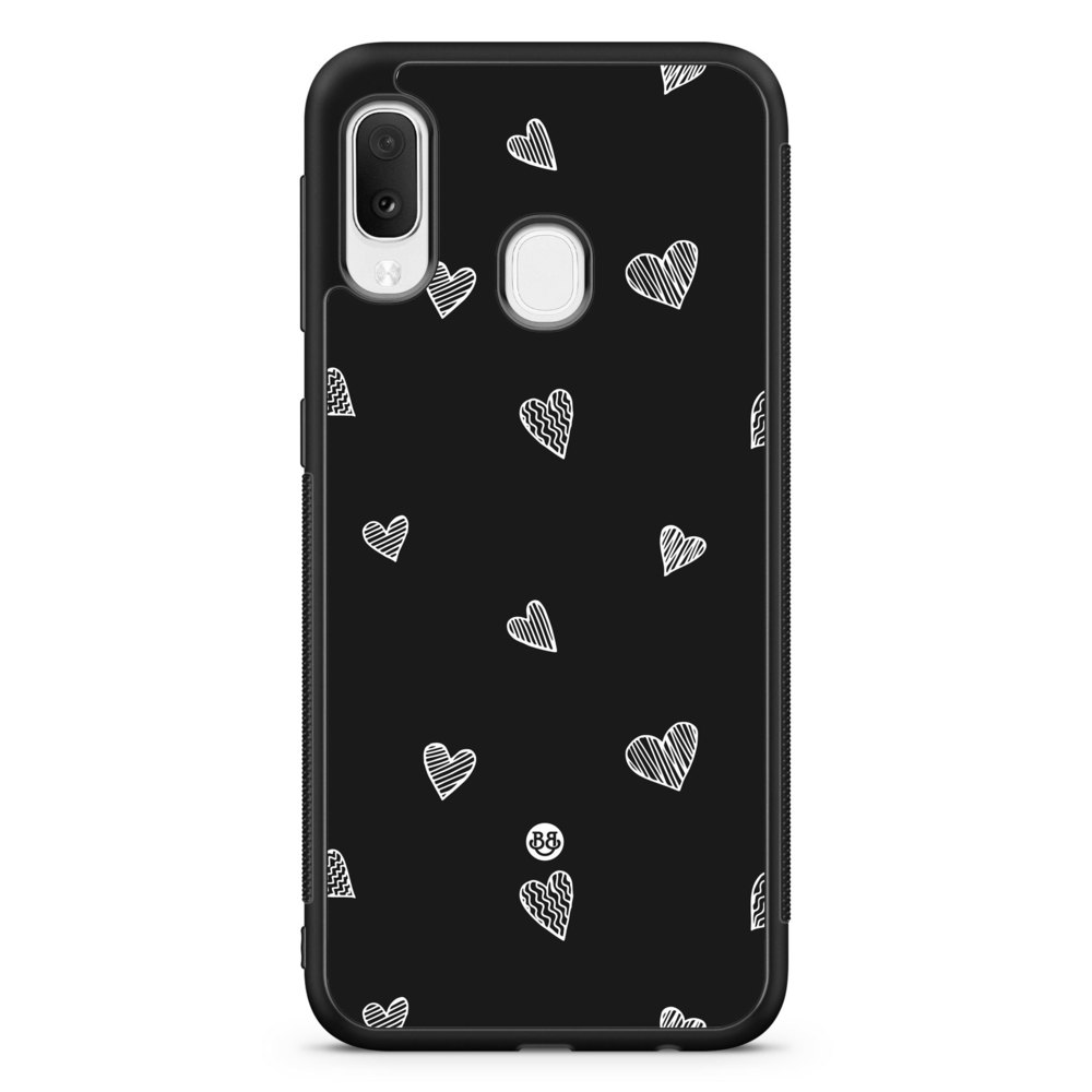 Samsung Galaxy A20e Case - Black & White Hearts