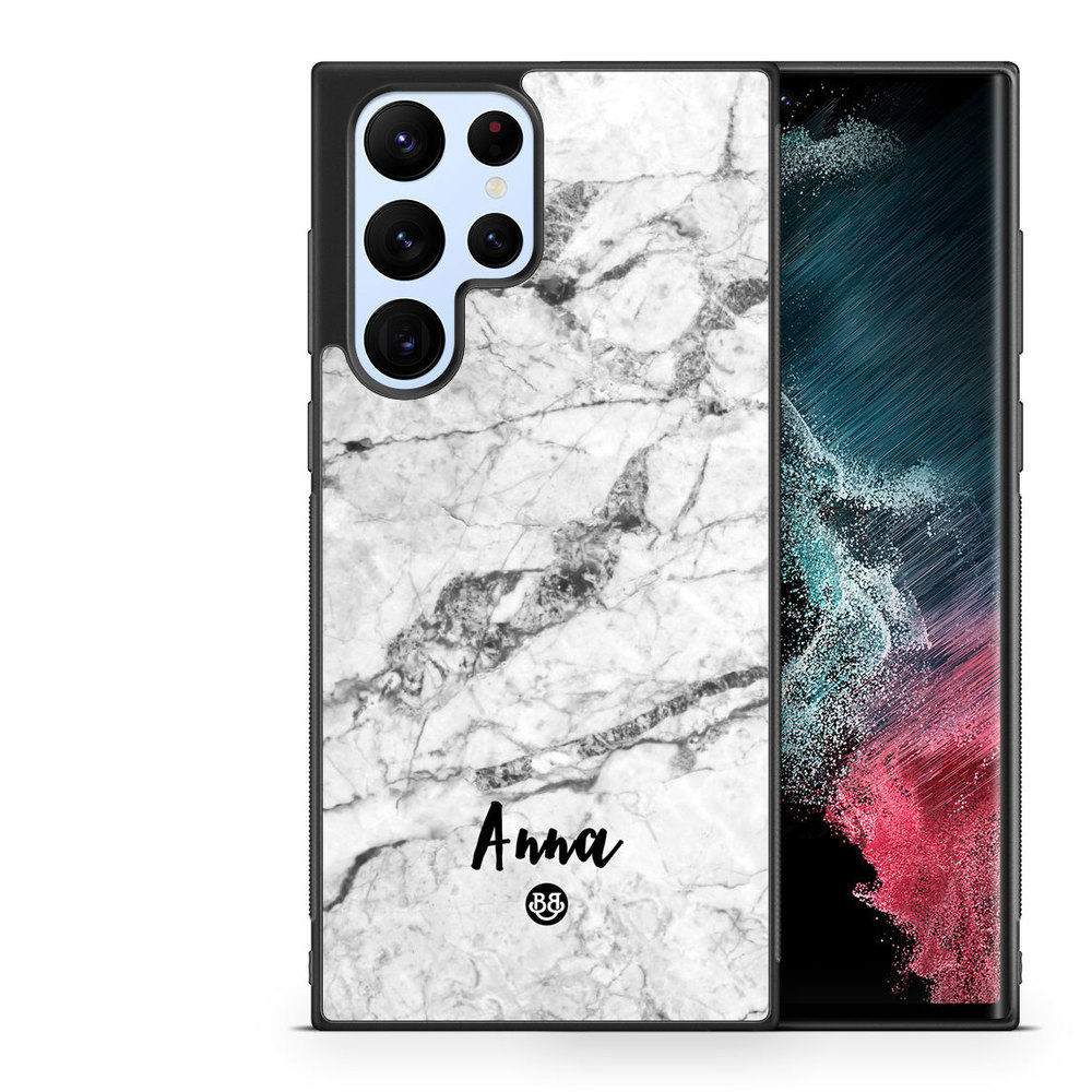 Samsung Galaxy S22 Ultra 5G Custom Case - White Marble Name