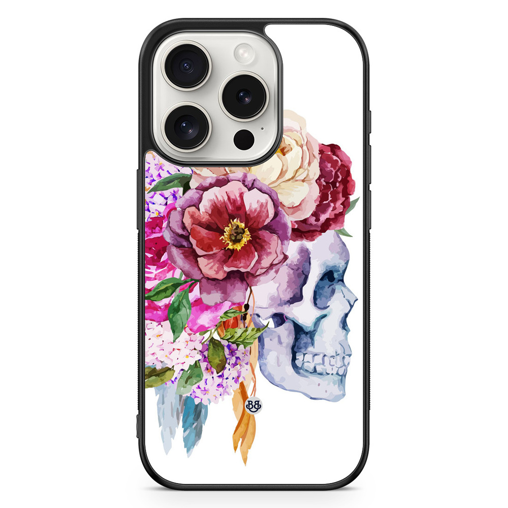 iPhone 15 Pro Case - Skull & Flowers