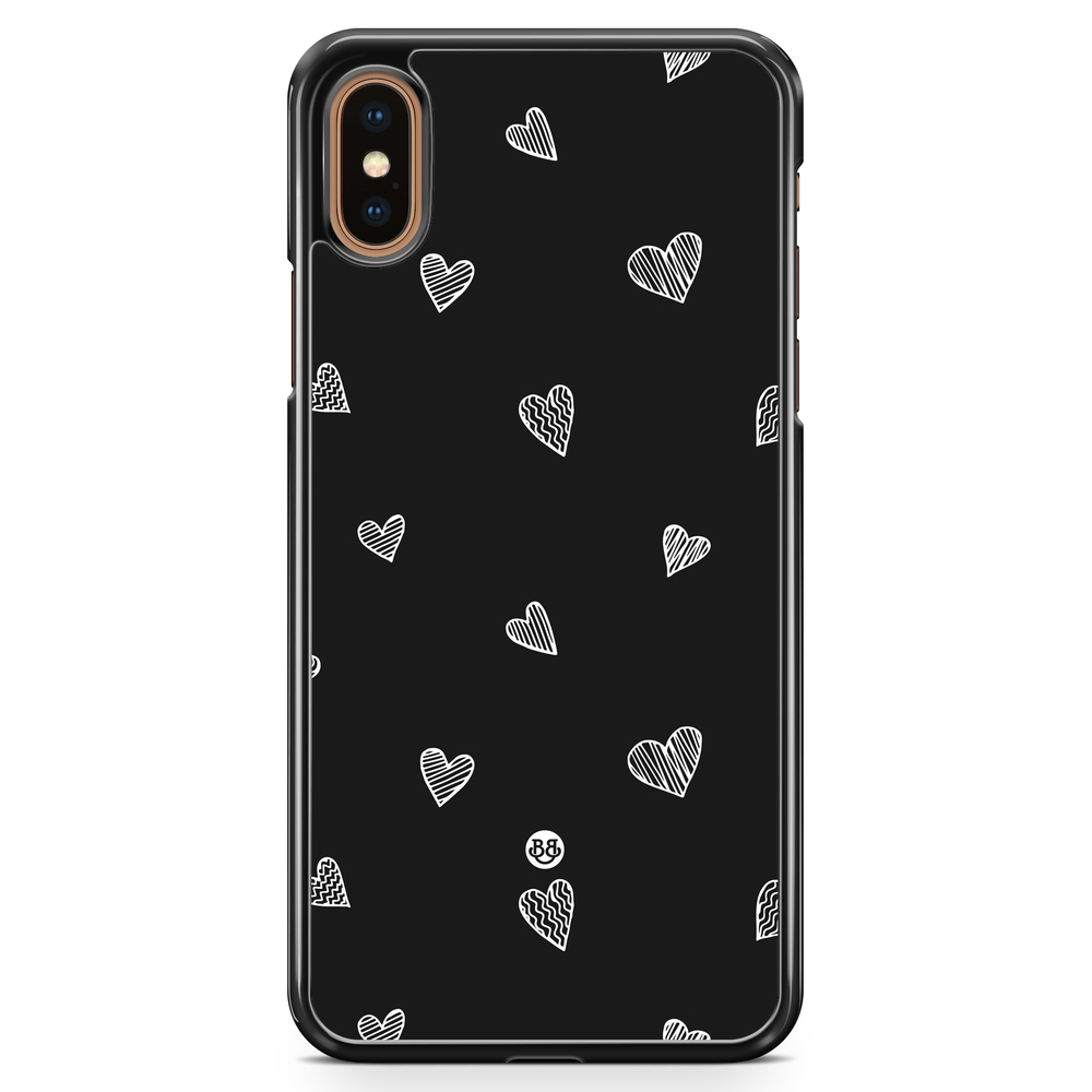 iPhone XS Max Case - Black & White Hearts
