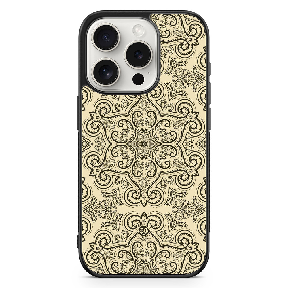 iPhone 15 Pro Case - Beige Retro Pattern