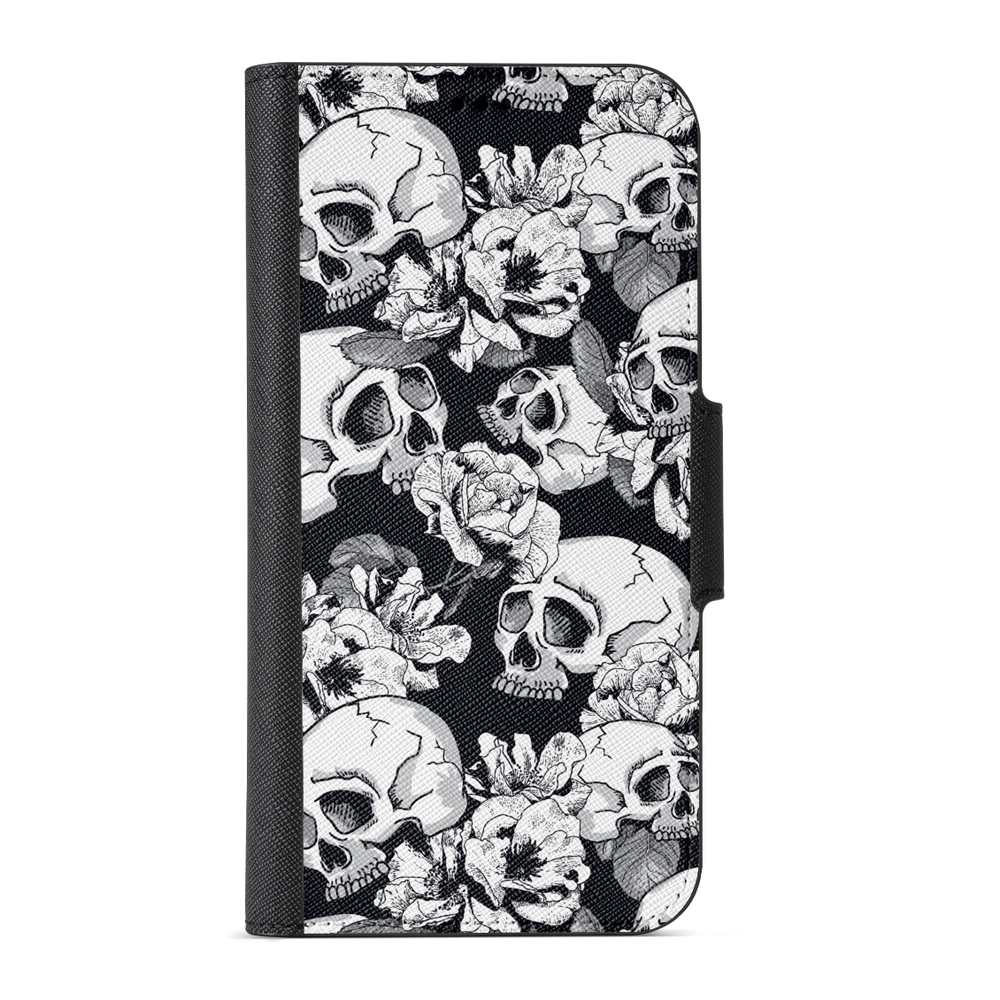 Naive Samsung Galaxy S7 Wallet Case- Skulls & Roses