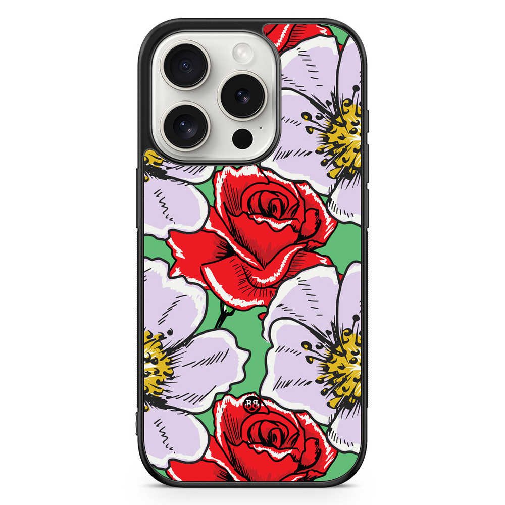 iPhone 15 Pro Case - Red & White Floral