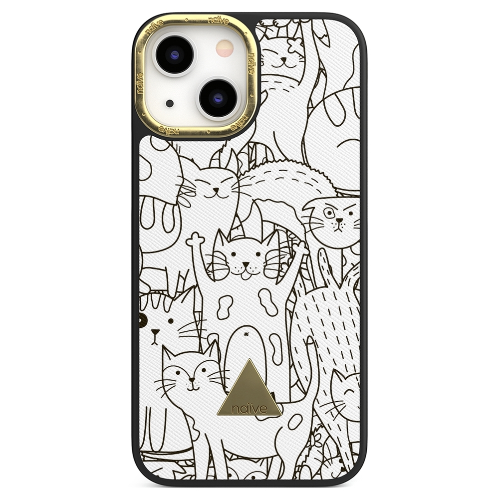 Naive iPhone 13 Mini Case - Cat Doodles