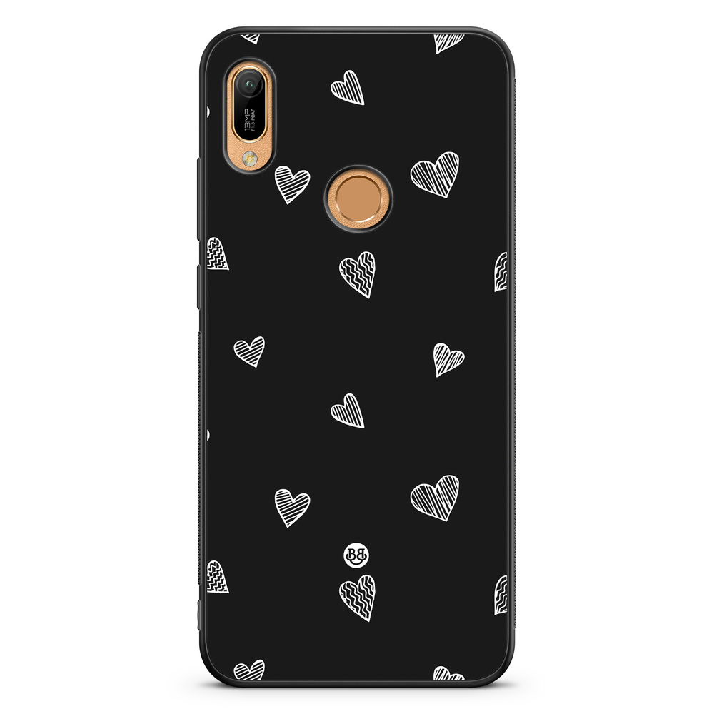 Huawei Y6 2019 Case - Black & White Hearts